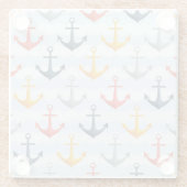 Nautisch patroon met ankers glazen onderzetter (Achterkant)