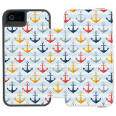 Nautisch patroon met ankers incipio iPhone portemonnee hoesje (Agenda Open)