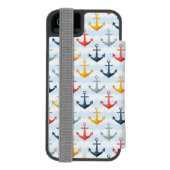 Nautisch patroon met ankers incipio iPhone portemonnee hoesje (Agenda Achterkant)