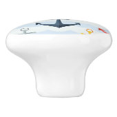 Nautisch patroon met ankers keramische knop (Zijkant)