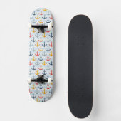 Nautisch patroon met ankers skateboard (Voorkant)