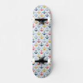 Nautisch patroon met ankers skateboard (Voorkant)