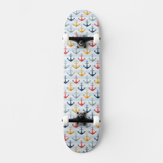Nautisch patroon met ankers skateboard (Voorkant)
