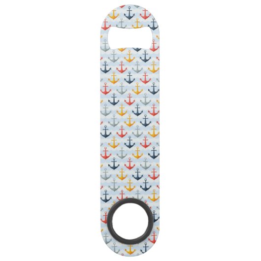 Nautisch patroon met ankers speed flessenopener (Voorkant)
