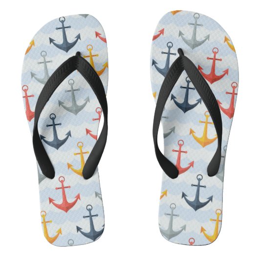 Nautisch patroon met ankers teenslippers (Voetbed)