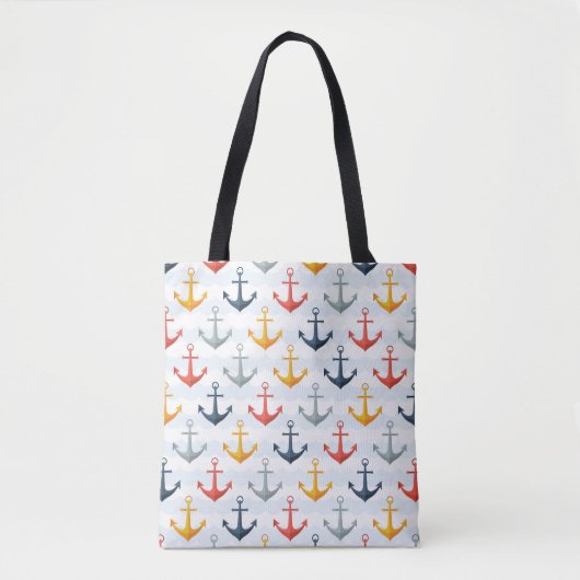 Nautisch patroon met ankers tote bag (Voorkant)