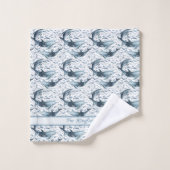 Nautisch patroon met dolfijnen en vissen bad handdoek (Wasdoekje)