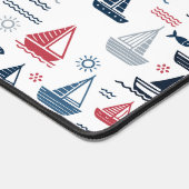 Nautisch patroon met zeilboten en vissen bureaumat (Hoek)
