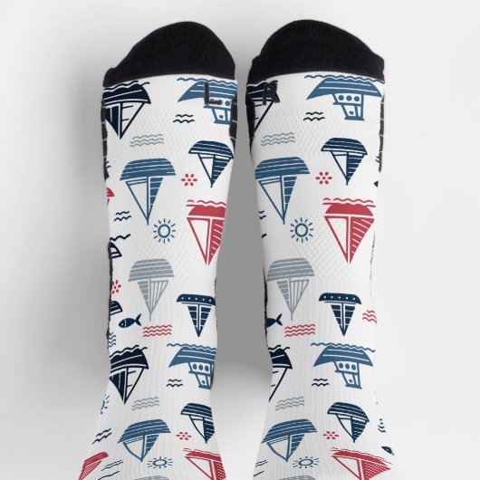 Nautisch patroon met zeilboten en vissen sokken (Top)