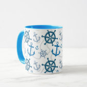 Nautisch patroon mok (Voorkant links)