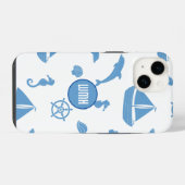 Nautisch patroon monogram  iPhone hoesje (Achterkant horizontaal)