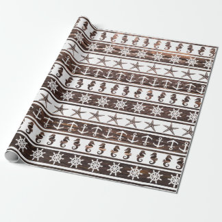 Nautisch patroon op hout cadeaupapier
