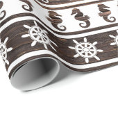 Nautisch patroon op hout cadeaupapier (Rol Hoek)