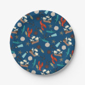 Nautisch patroon papieren bordje (Voorkant)