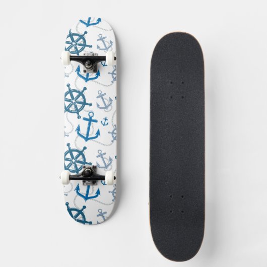 Nautisch patroon persoonlijk skateboard (Voorkant)