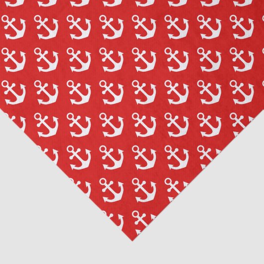 Nautisch patroon rode en witte ankers tissuepapier (Detail)