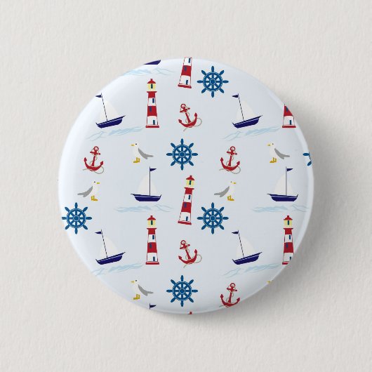 Nautisch patroon ronde button 5,7 cm (Voorkant)