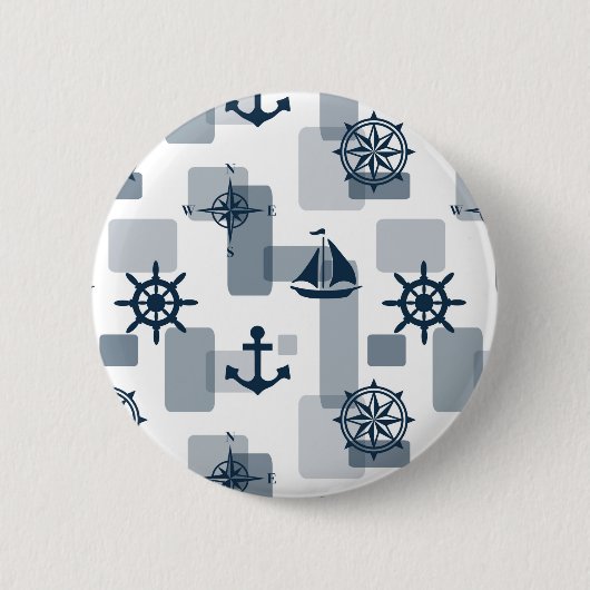 Nautisch patroon ronde button 5,7 cm (Voorkant)