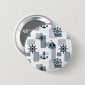 Nautisch patroon ronde button 5,7 cm (Voorkant /achterkant)