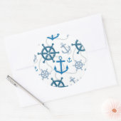 Nautisch patroon ronde sticker (Envelop)