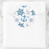 Nautisch patroon ronde sticker (Tas)