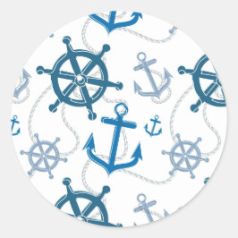 Nautisch patroon ronde sticker