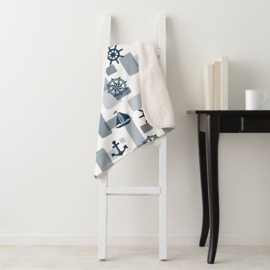 Nautisch patroon sherpa deken (In situ)