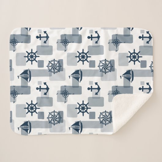 Nautisch patroon sherpa deken (Voorkant (horizontaal))