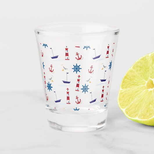 Nautisch patroon shot glas (Voorkant)