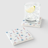 Nautisch patroon stenen onderzetter (Zijkant)