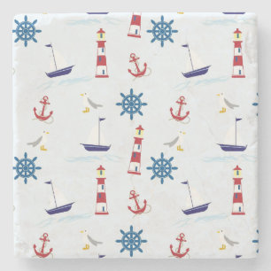 Nautisch patroon stenen onderzetter