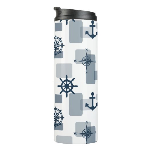 Nautisch patroon thermosbeker (Geroteerd rechts)