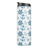 Nautisch patroon thermosbeker (Geroteerd rechts)