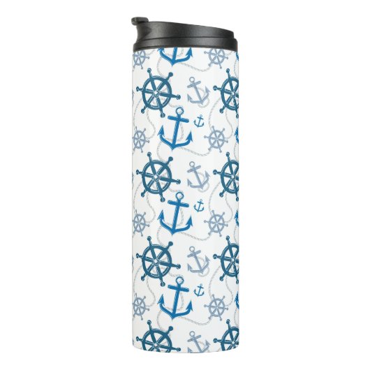 Nautisch patroon thermosbeker (Geroteerd rechts)