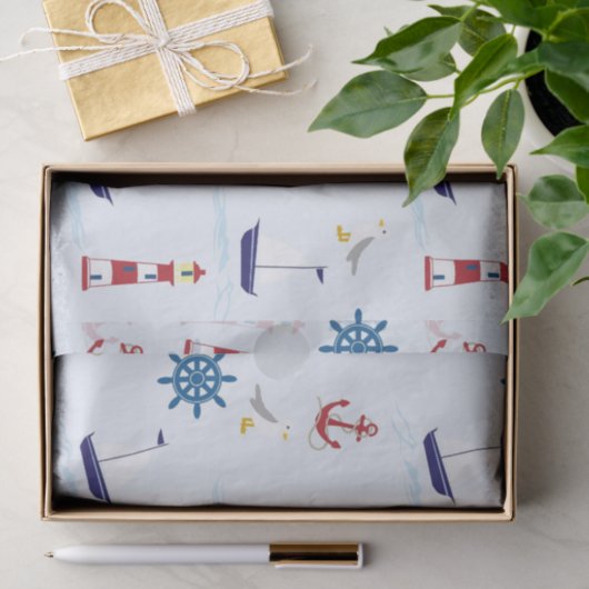 Nautisch patroon tissuepapier (Geschenk)