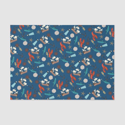 Nautisch patroon tissuepapier (Voorkant)