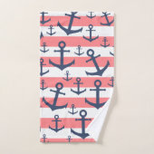 Nautisch patroon van het blauw anker van de zeesch bad handdoek (Handdoek)