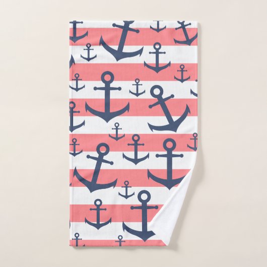 Nautisch patroon van het blauw anker van de zeesch bad handdoek (Handdoek)