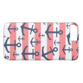 Nautisch patroon van het blauw anker van de zeesch Case-Mate iPhone case (Achterkant (Horizontaal))