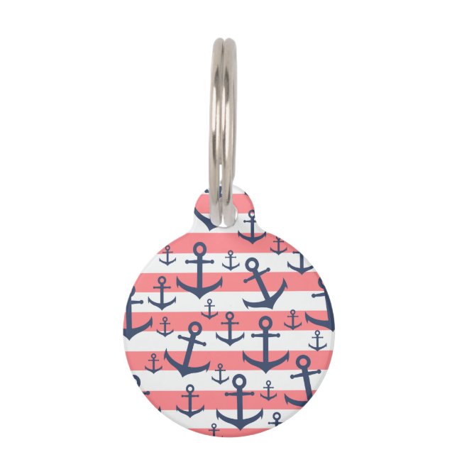 Nautisch patroon van het blauw anker van de zeesch huisdierpenning (Voorkant)