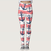 Nautisch patroon van het blauw anker van de zeesch leggings (Voorkant)