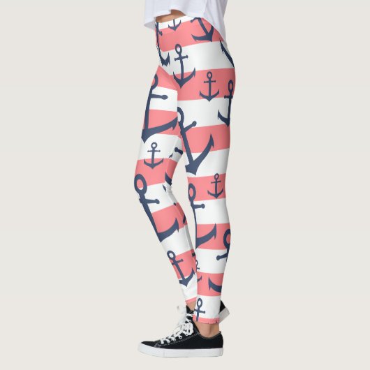 Nautisch patroon van het blauw anker van de zeesch leggings (Links)