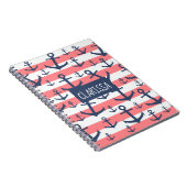 Nautisch patroon van het blauw anker van de zeesch notitieboek (Rechterzijde)