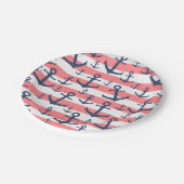 Nautisch patroon van het blauw anker van de zeesch papieren bordje (Gekanteld)