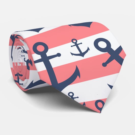 Nautisch patroon van het blauw anker van de zeesch stropdas (Opgerold)