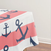 Nautisch patroon van het blauw anker van de zeesch tafelkleed (Voorbeeld)
