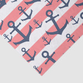 Nautisch patroon van het blauw anker van de zeesch tissuepapier (Detail)