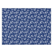 Nautisch patroon van Navy Blue en White Anchors Tafelkleed (Voorkant (Horizontaal))