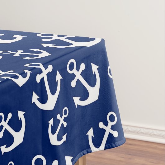 Nautisch patroon van Navy Blue en White Anchors Tafelkleed (Voorbeeld)