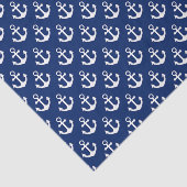 Nautisch patroon van Navy Blue en White Anchors Tissuepapier (Detail)